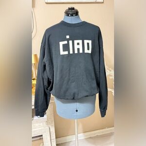 Clare V Black Sweatshirt with White 'CIAO' Print